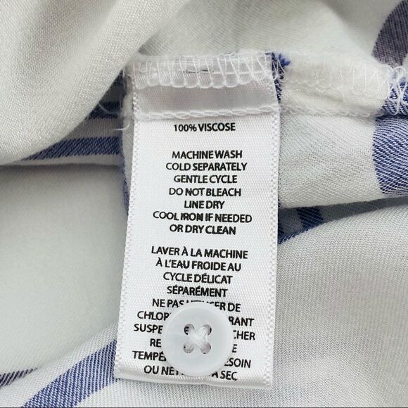 Beachlunchlounge blue white striped button sleeveless top high low size small - Picture 4 of 6